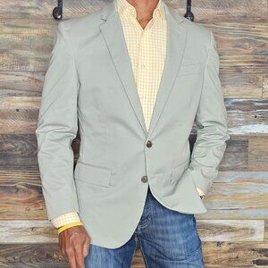 LkNw J. Crew Thompson Cotton Dual Vent Lite Olive Blazer Sport Jacket 40S